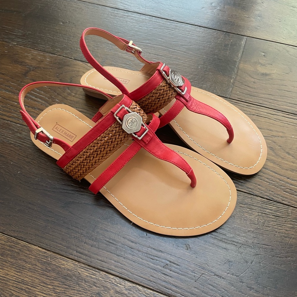 Alex Marie Red Thong Adjustable Strap Sandals Size‎ 8